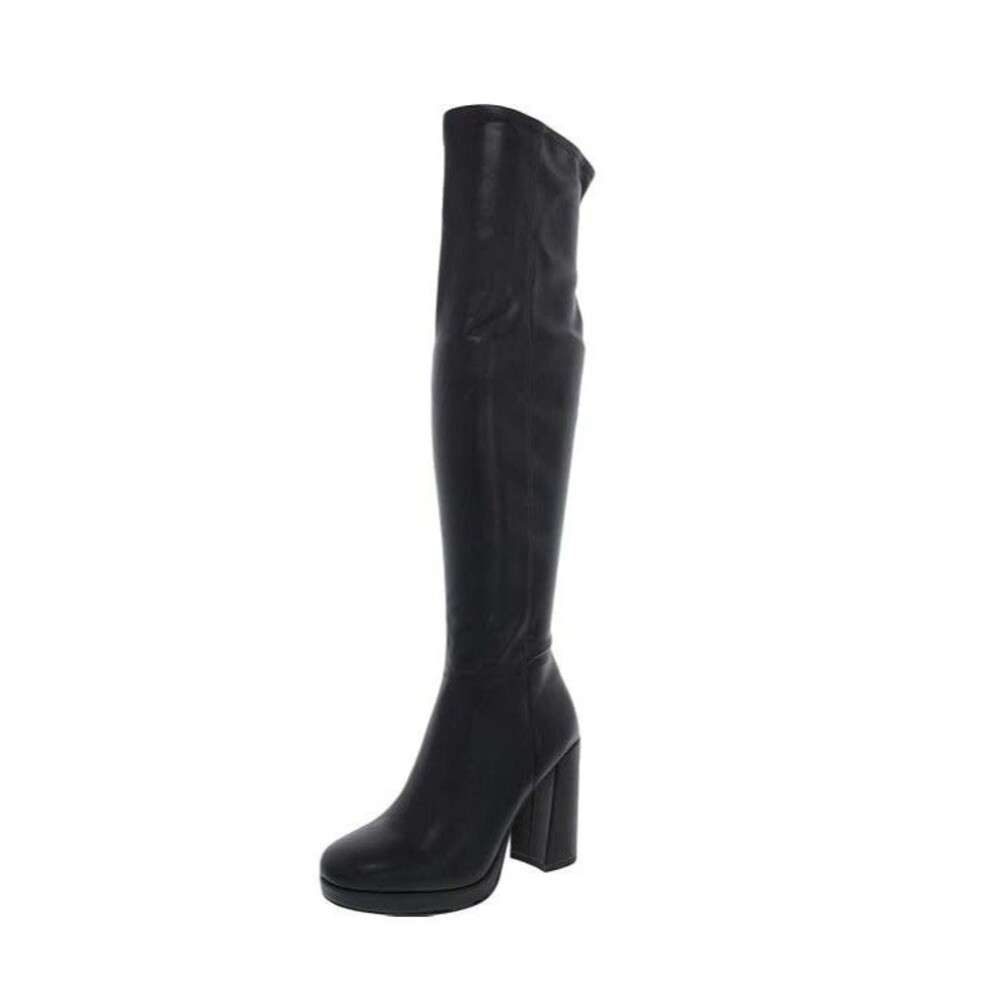 Steve Madden Women 8.5 M Black Faux Leather Over The Knee Boots DISPLAY FD6